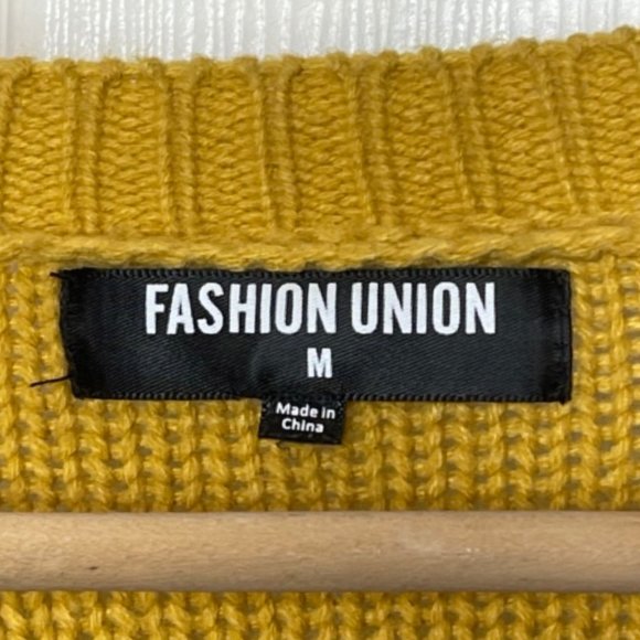 FASHION UNION | Mustard Yellow Chunky Knit Long Sleeve Sweater | Size M - Picture 6 of 10